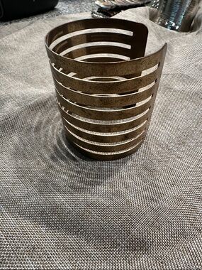 Cutout Metal Cuff Bracelet in Antiqued Brass Tone